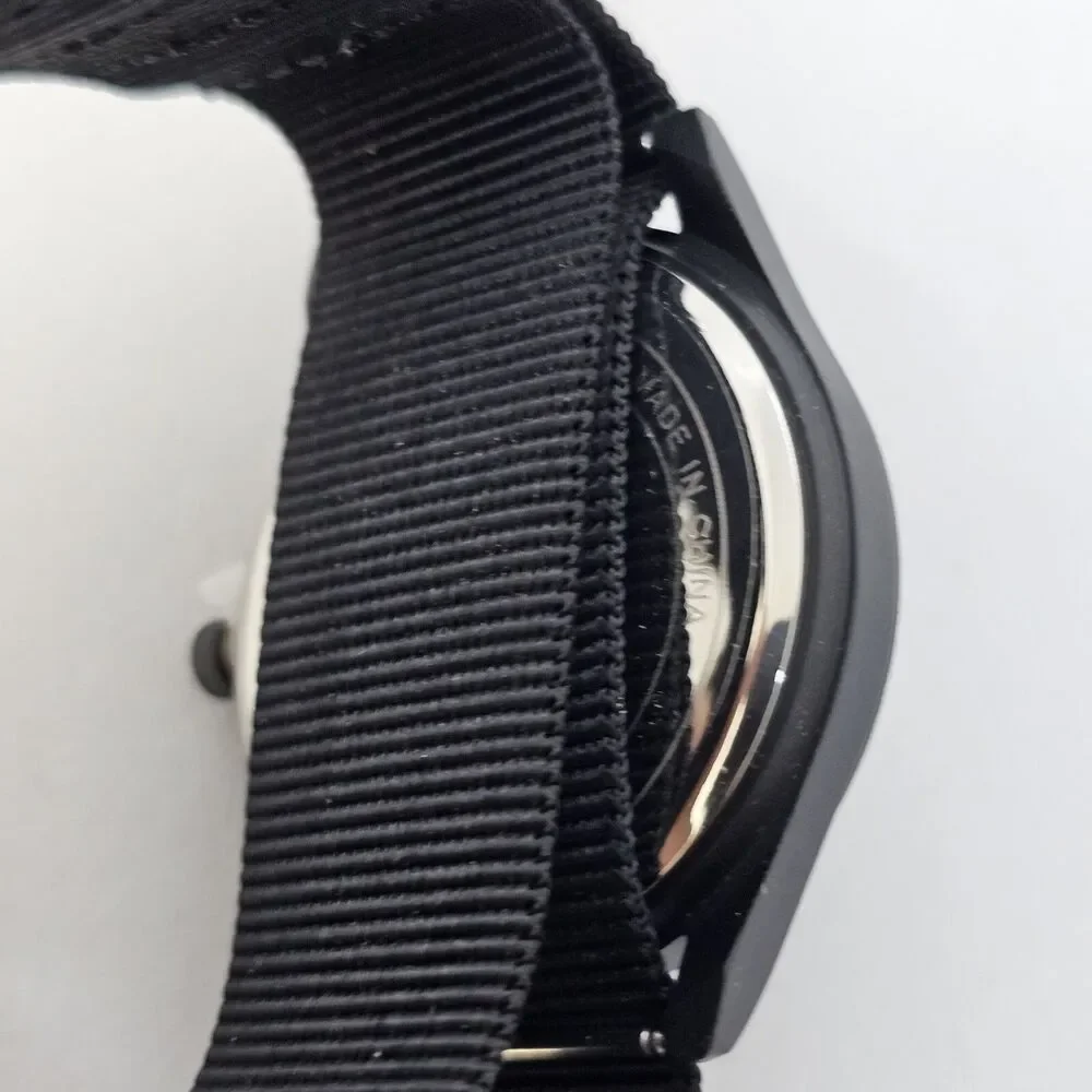 Men's Field Watch 42MM Black Case Black Dial Black Canvas‎ Band Strap